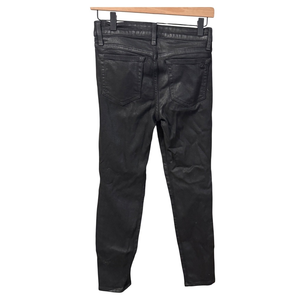 Joe's Jeans Skinny Ankle Coated Waxed Denim Pants 26 Black Excellent - Picture 6 of 8